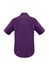 A short sleeve button-up shirt in a solid purple colour featuring a back yoke and collar. Includes a logo.