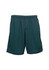 A pair of green sports shorts featuring an elastic waistband and a logo. Suitable for active wear.