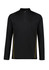 A black unisex mid layer top featuring a quarter zip and yellow accents, made from polar fleece material.
