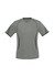 A short sleeve tee in grey with contrasting black accents and a logo on the chest.