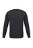 A dark grey men's pullover sweater featuring long sleeves and a simple design at the back. It has a logo.