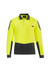 A long sleeve polo in high visibility yellow with grey accents and a pocket, featuring a logo.