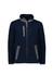 A unisex full zip sherpa fleece jumper in navy with grey accents and two zip pockets. Features a collar and a logo.