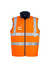 An orange hi-vis lightweight waterproof vest featuring reflective stripes and a zipped front. It has a clear pocket on the chest.