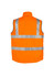 A bright orange lightweight waterproof vest with silver reflective stripes, featuring a logo on the back.