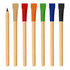 A set of bamboo pencils featuring coloured tips in red, orange, green, blue, and black, along with a natural pencil.