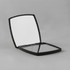 A compact mirror with a sleek black exterior, featuring two reflective surfaces inside. It has branding visible.