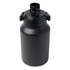 A drink bottle in matte black with two openings and a secure closure. It features a logo on the body.