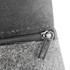 A grey felt carry case featuring a black zipper, showcasing a sleek and minimalist design.