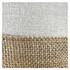 A jute bag featuring a textured natural fibre design with a light-coloured top section and a woven jute bottom.