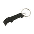 A drink bottle opener key ring in black, featuring a simple design and a metal key ring attachment.