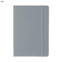 A5 PU notebook in grey with an elastic band closure and a smooth cover. Includes a logo on the design.