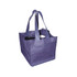 A purple non-woven bag designed to hold four coffee cups, featuring two sturdy handles and a logo.