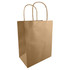 A medium kraft paper bag in brown with two twisted cord handles. Features a smooth, flat surface.