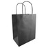 A medium kraft paper bag in black with two twisted handles, featuring a simple design.