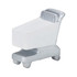 A mini shopping trolley in silver and white, designed as a novelty stress-relief product. It features a shiny finish.