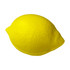 A bright yellow stress lemon, designed to relieve stress, featuring a textured surface and a rounded shape.