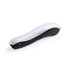 A toothbrush with a black handle and a clear protective cover. It has a textured grip for comfort.