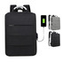 A Kuno Laptop Backpack in black featuring multiple compartments and a built-in charging port. It includes a branding logo.