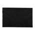 A black cotton tea towel with a plain design. Features a branding logo at one corner.