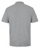 A grey polo shirt featuring a collar and short sleeves, with branding on the back.