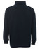 A long-sleeve polo shirt in navy blue featuring a collar and a logo on the back.