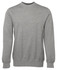 A grey sweater with a round neckline and long sleeves. The product features a branding logo.