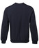 A navy blue jumper with a crew neck and long sleeves. The back view is displayed. It has a logo.