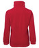 A red kids' half-zip polar fleece jacket with a high collar and elasticised cuffs. Features a logo on the back.