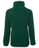 A green half-zip polar fleece jacket with a high collar and long sleeves, featuring a logo.