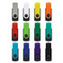 A collection of Helix 4GB Mix & Match Flash Drives in various colours, featuring a black base and a metal top.