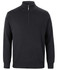 A black men's knitted jumper with a half-zip collar and long sleeves, featuring a subtle logo.