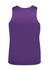 A purple sleeveless singlet with a plain design and a branding logo on the back.