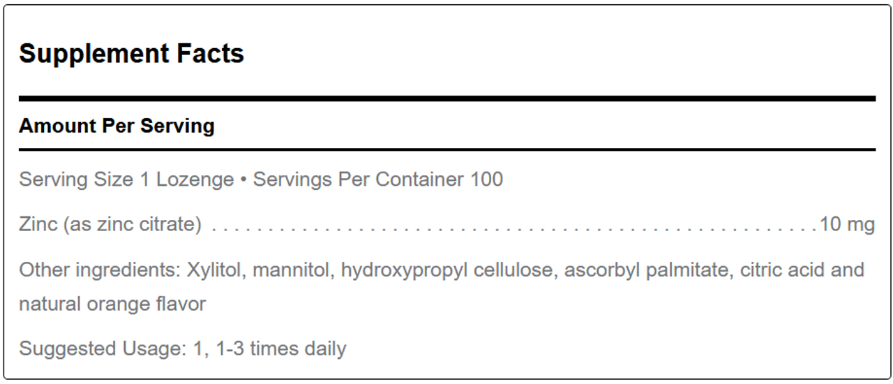 Zinc Lozenges Douglas Labs 10 mg 100 tabs MorNatural