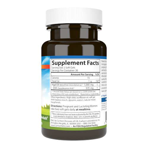 Vegetarian Prenatal DHA - Carlson 60 soft gels SPECIAL ORDER