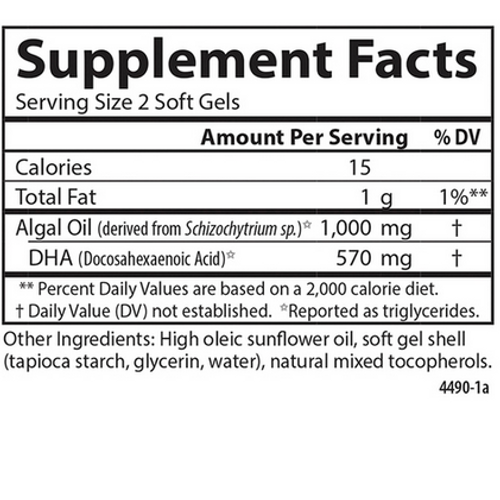 Vegetarian Prenatal DHA - Carlson 60 soft gels SPECIAL ORDER