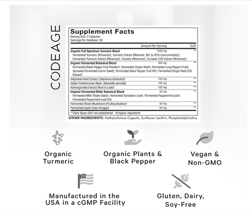 Liposomal Fermented Turmeric Curcumin 95% -  Codeage 90 caps Liposomal Fermented Turmeric Curcumin 95% -  Codeage 90 caps