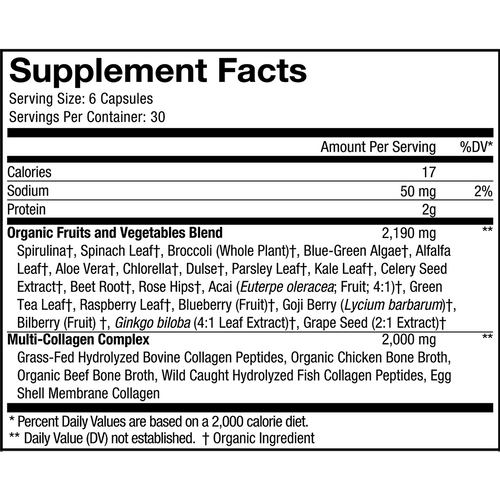 Multi Collagen Raw Greens - Codeage 180 caps Multi Collagen Raw Greens - Codeage 180 caps