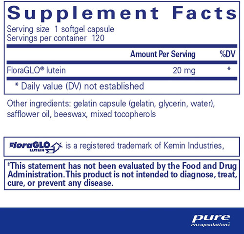 Lutein 20 mg - Pure Encapsulations SPECIAL ORDER 60/120 capsules Lutein 20 mg - Pure Encapsulations SPECIAL ORDER 60/120 capsules