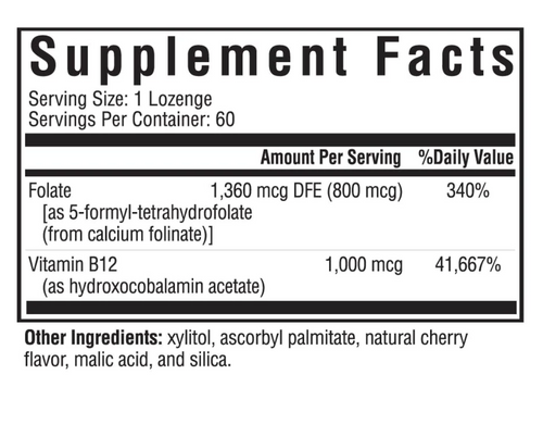 Hydroxo B12 with Folinic Acid - Seeking Health 60 Lozenges SPECIAL ORDER Hydroxo B12 with Folinic Acid - Seeking Health 60 Lozenges SPECIAL ORDER