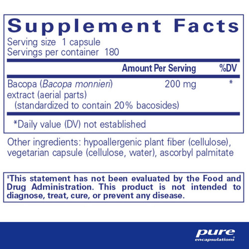 Bacopa Monnieri - Pure Encapsulations 180 caps Bacopa Monnieri - Pure Encapsulations 180 caps