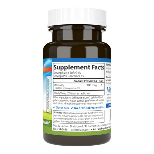 Vitamin K2 - Carlson 180 mcg 90 softgels  SPECIAL ORDER Vitamin K2 - Carlson 180 mcg 90 softgels  SPECIAL ORDER