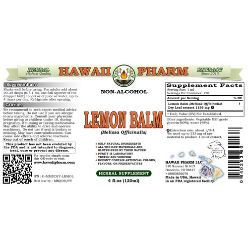 Lemon Balm - Hawaii Pharm 4 oz (120ml) SPECIAL ORDER