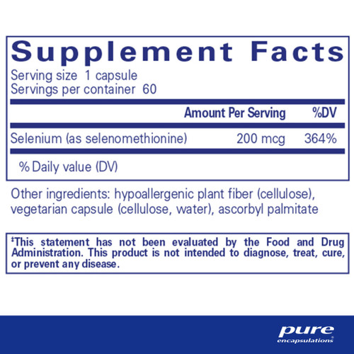 Selenium - Pure Encapsulations 200 mcg SPECIAL ORDER Selenium - Pure Encapsulations 200 mcg SPECIAL ORDER