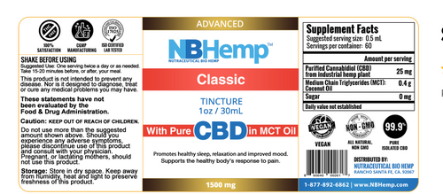 Classic CBD Oil 1500mg (Advanced) - NBHemp 1 oz SPECIAL ORDER Classic CBD Oil 1500mg (Advanced) - NBHemp 1 oz SPECIAL ORDER