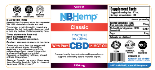 Classic CBD Oil 2500mg (Super) - NBHemp 1 oz SPECIAL ORDER Classic CBD Oil 2500mg (Super) - NBHemp 1 oz SPECIAL ORDER