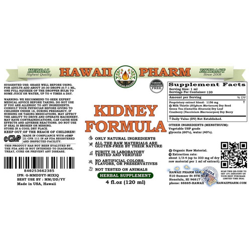 Kidney Formula - Hawaii Pharm 4 oz (120 ml) SPECIAL ORDER Kidney Formula - Hawaii Pharm 4 oz (120 ml) SPECIAL ORDER