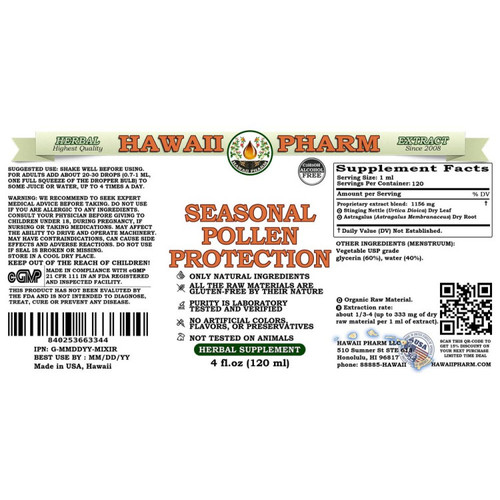 Seasonal Pollen Protection - Hawaii Pharm 4 oz (120 ml) SPECIAL ORDER