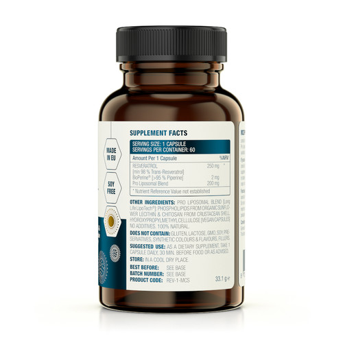 Trans Resveratrol Liposomal - MCS Formulas 250mg 60 caps Trans Resveratrol Liposomal - MCS Formulas 250mg 60 caps