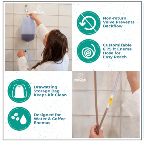 PE Clear Silicone Enema Bag Kit - 2 Quart